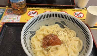 Udon noodles with spicy cod roe and butter 🧈