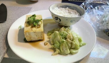 Hiyayakko Tofu (vegan) and Yamitsuki Cabbage