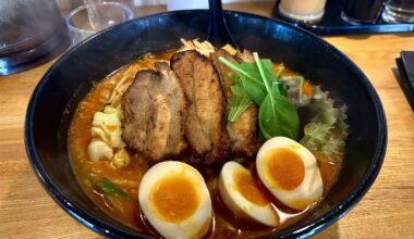 “Spicy” BBQ miso ramen from my local favorite.