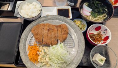 Tonkatsu Teishoku from a rest stop near Hige, Yamaguchi prefecture