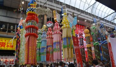 Tanabata decorations at the Sendai arcade mall
