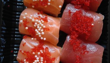 Delicious salmon & tuna rolls for lunch