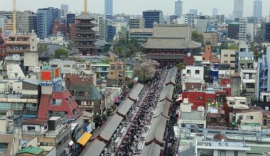 Birdeye view Senjoji Temple and Street Market from Asakusa Culture Tourist Information Center