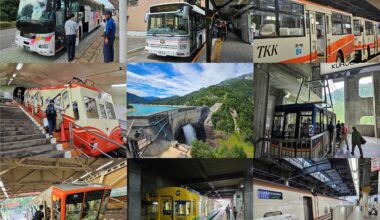 Different modes of transport to get through the Tateyama Kurobe Alpine Route