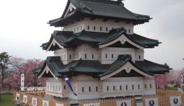 A day around Hirosaki Castle grounds in cherry blossom season
