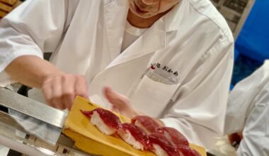 Fresh tuna served up at Toyosu Market in Tokyo