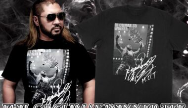 EVIL "G1 Climax Winner" tee now on sale