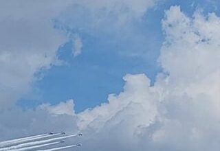 Blue Impulse over Osaka.