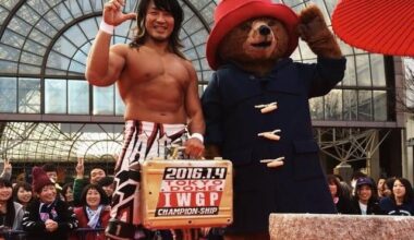 Tanahashi hanging out with Paddington Bear