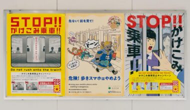Tokyo subway poster telling you to not run or rush to the train