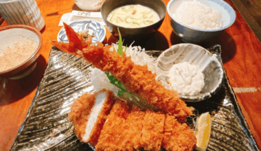 had the jumbo fried ebi and kinta pork set~