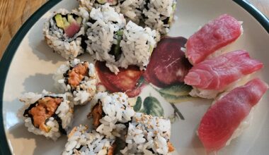 homemade tuna sushi, 3 ways