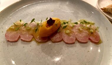 Sashi hamachi with mango yuzu jalapeno sorbet