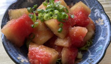 Watermelon marinated with vinegar and chilli! Is it a traditional recipe or the Izakaya chef’s invention? It was very tasty and unusual
