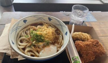 Udon with fried chicken