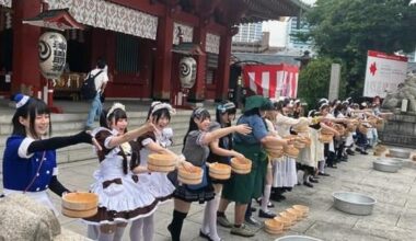 Akihabara maids gather to splash water at Tokyo shrine in annual uchimizu event【Photos】