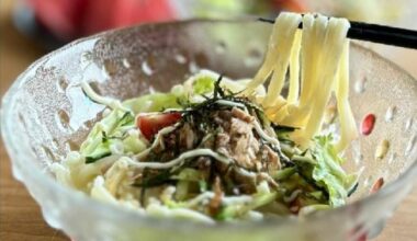 お昼はツナサラダうどんが美味しいです🥗サラダのシャキシャキ感とうどんののどごしを楽しめます🍜