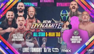 An All Star 8 Man Tag featuring a mystery NJPW wrestler announced for Dynamite.