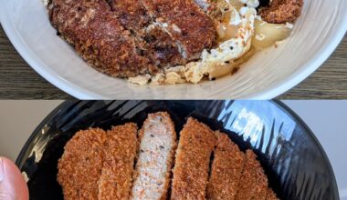 Katsudon in two ways (top is more traditional, bottom is just crispier 😆)