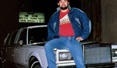 Keiji Muto chilling outside of a Honky-tonk in Dallas in 1988 while on excursion