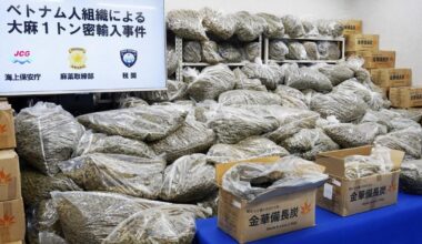 Record 1 ton of cannabis, worth $35 mil., seized in Japan