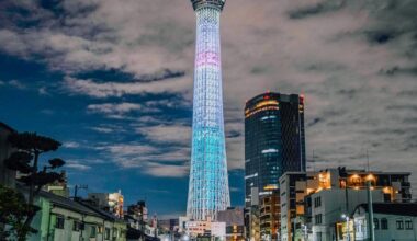 Tokyo Skytree shining in the night sky