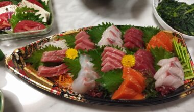 Sashimi platter, part of a dinner at a friend's house in Tokyo