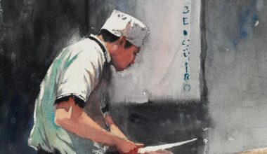 I recently had some Omakase in NYC so I painted the chef in watercolor