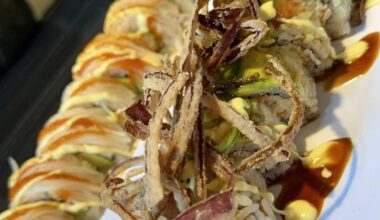fried onions on sushi?