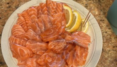 First time making sashimi. Next time need to remove more of the brown/grey stuff