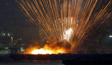 Fire breaks out on fireworks barge at Yokohama festival near Tokyo