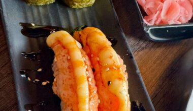 Cheesy Nigiri and i forgot what the Salmon roll was called but it was too good.