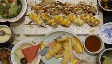 Teishoku (set meal) for ~14USD in an old Japanese establishment in northern coastal city, china. Sushi include salmon, tuna, eel, flounder, etc. My restaurant of choice.