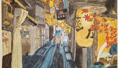 Japanese alley watercolour.