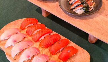 [Homemade] Fish Market Had Some Yellowtail, King Salmon, and Eel In Stock