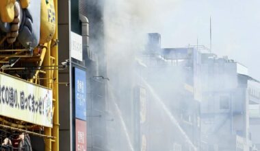 Two Firefighters Die Battling Fire at 7-Story Building in Osaka’s Minami District (Update 1)