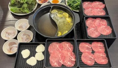 Bocchi shabu-shabu (Beef tongue, cheese, octopus, pork, vegetables, drink, and more—all-you-can-eat for up to 5 hours Approximately-$21)