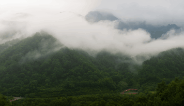 Morning clouds over mountains in Niigata