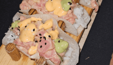 Jicama wrapped Ahi Tuna tacos.