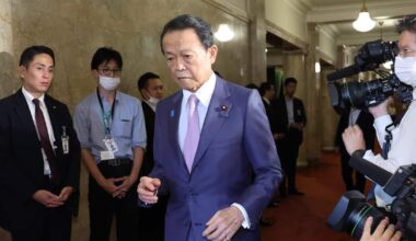 Liberal Democratic Party Chief Advisor Taro Aso says at a faction meeting,  "We have to put in place a system that can win the House of Representatives election.'"