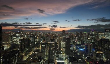 Beautiful sky over Osaka and later on the moon!