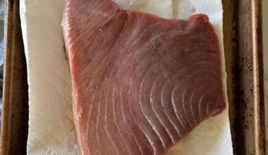 How should I cut this bluefin tuna steak for nigiri and sashimi?