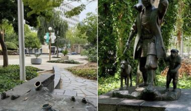 Momotaro statue, a gift from Japan, cut down and stolen from San Jose park