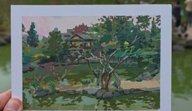 Painted at the Shusui-tei Teahouse at at Kyoto Gyoen Garden today with our Paint Club.