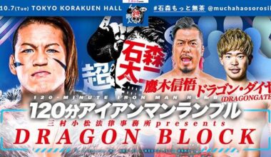Shingo Takagi & Dragon Dia are in the "Dragon Block" against Ishimori