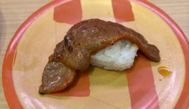 Beef tongue sushi !Conveyor-belt sushi in Sendai.