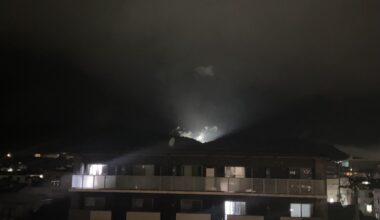 Interesting lights over the mountain last Saturday at Kita-ku, what could it have been?