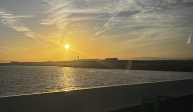 Last japan sunset on the way to kansai airport