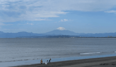 Hatsuyuki (first snow) viewed from Enoshima