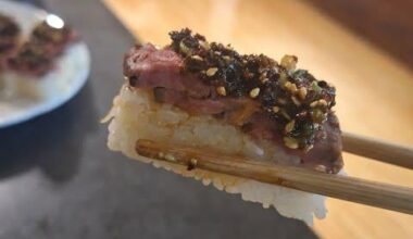 Striploin Oshizushi with Charred Scallion Oil